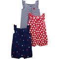 Simple Joys by Carter's Baby Mädchen 3-Pack Snap-up Rompers Strampler, Rot/Weiß/Blau, 12 Monate (3er Pack)