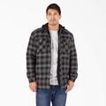 Dickies Men's Water Repellent Flannel Hooded Shirt Jacket - Black Ombre Plaid Size Lt (TJ211)