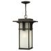 Longshore Tides Carlyle Bronze 1 -Bulb 19.3" H Outdoor Hanging Lantern Glass/Aluminium/Metal in Brown/Gray | 19.25 H x 11.25 W x 11.3 D in | Wayfair