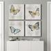 August Grove® Postcard Butterfly I - 4 Piece Wrapped Canvas Print Set Canvas, Solid Wood in Black/Blue/Green | 10 H x 10 W in | Wayfair