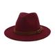 Lisianthus Men & Women Vintage Wide Brim Fedora Hat with Belt Buckle - red - L