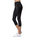 Joyshaper Women's Mesh Capri Leggings with Pockets 3/4 Length Running Crop Tights Workout Yoga Pants - black - S