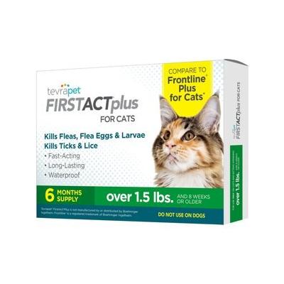 TevraPet FirstAct Plus Flea & Tick Treatment for Cats Over 1.5lbs, 6 doses