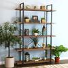 Sunnydaze Industrial Style 5-Tier Bookshelf with Wood Veneer Shelves