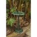 Xbrand Lightweight Plastic Leaf Design Birdbath and Birdfeeder w/Bird, 35 Inch Tall, Green