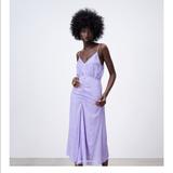 Zara Dresses | Beautiful Lilac Color Ruched Dress | Color: Purple | Size: L