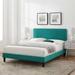 Phillipa Performance Velvet Platform Bed by Modway Wood & /Upholstered/Velvet in Blue | 42.5 H x 80 W x 87 D in | Wayfair MOD-6930-TEA
