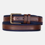 Nautica Men's Faux-Leather-Trimmed Belt Brown Stone, 32W