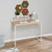 Wrought Studio™ Tatamy Home Office Computer Desk w/ Shelf & Metal Mesh Basket, White Wood/Metal in Brown/Gray/White | Wayfair