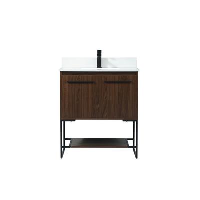 30 inch single bathroom vanity in walnut with backsplash - Elegant Lighting VF42530MWT-BS