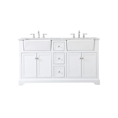 60 inch double bathroom vanity in white - Elegant Lighting VF60260DWH
