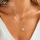 EManco-Collier à Disque Multicouche pour Femme Bijoux Personnalisés avec Nom Perles en Acier