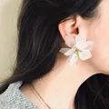 FNIO-Boucles d'Oreilles Fleur Hyperbole pour Femme Grandes Boucles d'Oreilles Fleur Acrylique
