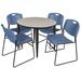 Kahlo 42" Round Breakroom Table- Maple/ Black & 4 Zeng Stack Chairs- Black