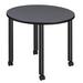 Kee 30" Round Mobile Breakroom Table- Grey/ Black