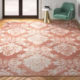 Orange 94 x 0.25 in Area Rug - Charlton Home® Coyst Damask/White Area Rug | 94 W x 0.25 D in | Wayfair 9FC3047B27564FE0BF7E1089F9811927