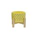 Dakota Fields Planter on Stand - Ceramic Planter on Wooden Base - Contemporary & Black Dotted Design Ceramic in Yellow | 4 H x 6 W x 6 D in | Wayfair