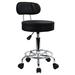 Inbox Zero PU Leather Rolling Mid-Back Height Adjustable Lab Stool w/ Footrest Manufactured Wood/Metal in Black | Wayfair