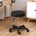 Inbox Zero Round Rolling PU Leather Height Adjustable Lab Stool Manufactured Wood/Metal in Black/Brown | 22.8 H x 20.5 W x 14 D in | Wayfair