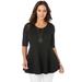 Plus Size Women's Stretch Cotton Peplum Tunic by Jessica London in Black (Size 26/28) Top