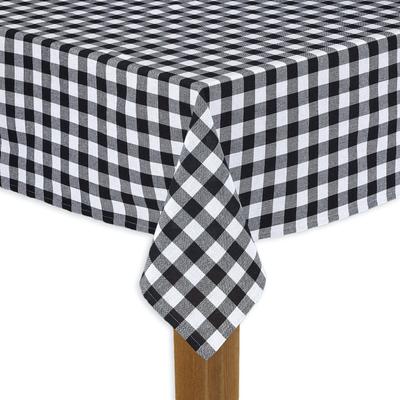 Wide Width BUFFALO CHECK TABLECLOTHS by LINTEX LINENS in Black (Size 60" W 120"L)
