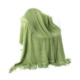 Battilo Home Intricate Woven Throw Blanket with Raised Patterns and Tasseled End, 50"L x 60"W by Battilo Home in Green (Size 50" X 60")