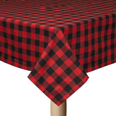 Wide Width BUFFALO CHECK TABLECLOTHS by LINTEX LINENS in Red Black (Size 60" W 120"L)