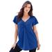 Plus Size Women's Flutter-Sleeve Sweetheart Ultimate Tee by Roaman's in Ultra Blue (Size 18/20) Long T-Shirt Top