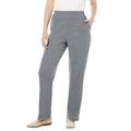 Plus Size Women's 7-Day Knit Ribbed Straight Leg Pant by Woman Within in Medium Heather Grey (Size S)