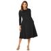 Plus Size Women's Long Sleeve Ponte Dress by Jessica London in Black (Size 16 W)
