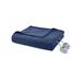 Serta Ribbed Micro Fleece Heated Blanket Microfiber/Fleece/Microfiber/Fleece in Blue | 77 W in | Wayfair ST54-0171