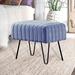 Hashtag Home Defranco 19" Wide Rectangle Standard Ottoman Faux Fur/Fur/Fade Resistant in Blue | 17 H x 19 W x 13 D in | Wayfair