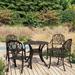 Canora Grey Bistro Set Patio Table & Chair Bistro Table Outdoor Cast Aluminum Metal in Brown | 35.4 W x 35.4 D in | Wayfair