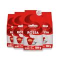 Lavazza, Qualità Rossa, Coffee Beans, 4 Packets of 1 kg, with Aromatic Notes of Chocolate and Dried Fruit, Arabica and Robusta, Intensity 5/10, Medium Roast