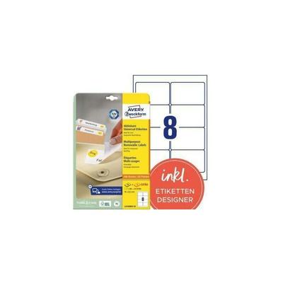 Universaletikett 96 x 63,5 mm (B x H) wieder ablösbar Papier weiß 240 Etik./Pack. Image
