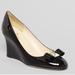 Kate Spade Shoes | Kate Spade Patent Leather Wedge W/ Bow | Color: Black/Gold | Size: 8