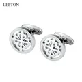 Lepton – boutons de manchette ronds en acier inoxydable pour hommes couleur argent offre spéciale