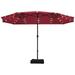 15 Ft Solar LED Patio Double-sided Umbrella Market Umbrella with Weight Base - 15' x 8' (W x H)