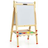 Kids Art Easel with Paper Roll Double-Sided Regulable Drawing Easel Plank - 23.5" x (18.5"-26.5") x (34.5" -59") (L x W x H)