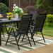 Phi Villa 5/7-Piece Patio Dining Set, 7-positon Reclining Folding Sling Chair & E-Coating Metal Steel Table