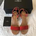 Coach Shoes | Coach Thompson Suede Sandals | Color: Orange/Tan | Size: 9.5