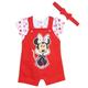 Disney Minnie Mouse Baby Girls French Terry Shortalls T-Shirt & Headband Set Red 18 Months