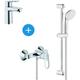 BauLoop Set mitigeur de douche + Barre de douche avec douchette 2 jets + Mitigeur lavabo, Chrome