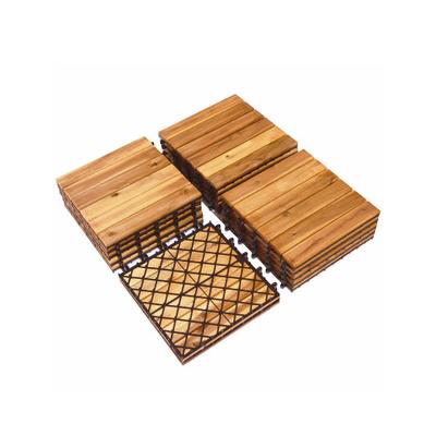 Costway 27 Pieces Acacia Wood Interlocking Patio Deck Tile