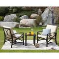 Gracie Oaks Derwent 3 Piece Seating Group w/ Cushions Metal in Brown | Outdoor Furniture | Wayfair B094E42787BD4660BA60C5B90C02BC9B
