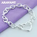 Bracelets en argent avec boucle en forme de cœur pour femmes bijoux romantiques en argent 925