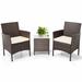 Bay Isle Home™ Drayton Outdoor 3-Piece Rattan Seating Group w/ Cushions Synthetic Wicker/All - Weather Wicker/Wicker/Rattan in Brown | Wayfair