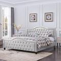 Red Barrel Studio® Elifnaz Tufted Platform Bed Upholstered/Polyester in Gray | 50 H x 81.5 W x 87 D in | Wayfair 8AC9F0D06DF544F6BFAB8D129A0BF99E