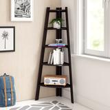 Zipcode Design™ Tisha 63" H x 26.5" W Manufactured Wood Corner Bookcase Wood in Brown | 63 H x 26.5 W x 17.5 D in | Wayfair