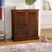 Three Posts™ Polton 15 Pair Shoe Storage Cabinet Manufactured Wood in Brown/Red | 34.5 H x 30 W x 15 D in | Wayfair DBHC3395 26429677